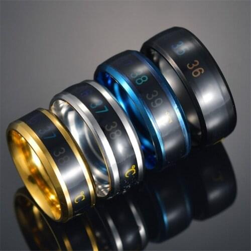 Thermochromic Rings Stainless Steel Mood Emotion Feeling Intelligent Temperature Finger Ring for Women Men Waterproof Jewelry