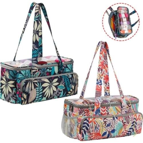 Convenient Yarn Storage Bag, Maple Leaf Pattern, Portable Storage Bag, Woven Handbag, Travel Available