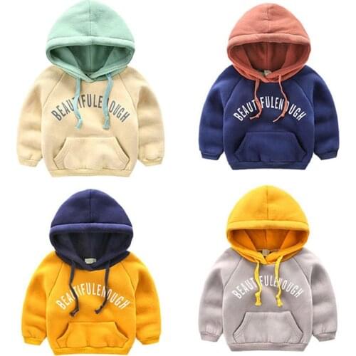Boys Plus Velvet Warming Sweater 2018 Autumn And Winter New Children Hooded Clothing Baby Boys Thickening With Pocket Coats 1-4Y