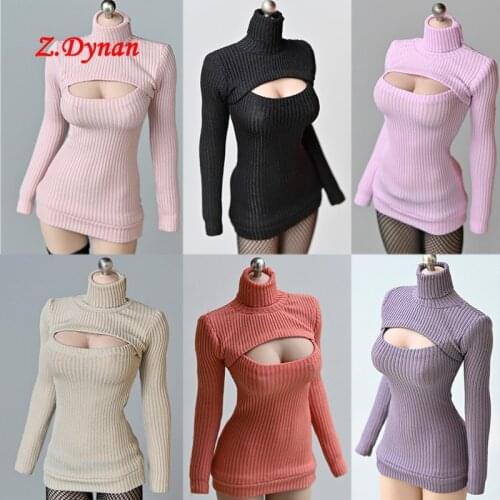 8 Color 1/6 Scale Female Open-chest Sweater Sexy Sweater Dress for 12 Inches TBLeague Large Breast Body S38A S28A Action Figures