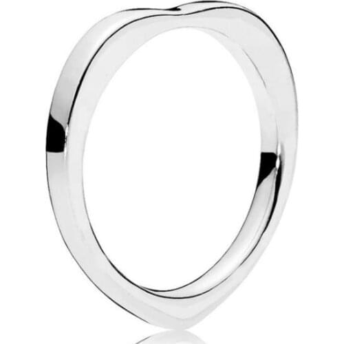 925 Sterling Silver Pan Ring Heart ShaPe With Signature Ring For Women Wedding Party Gift Fine Jewelry