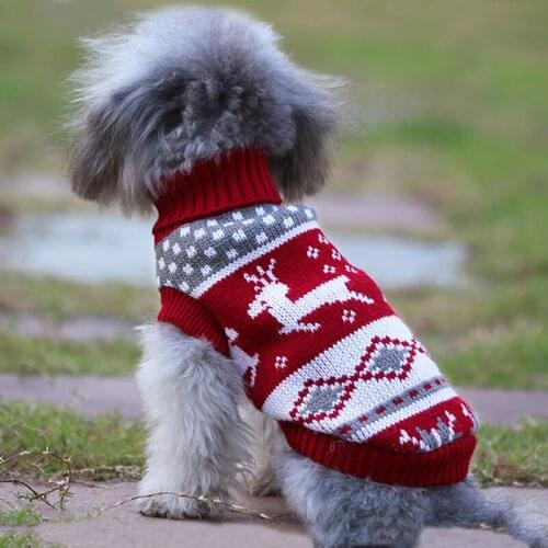 Winter Dog Clothes Warm Christmas Elk Sweater for Small Yorkie Chihuahua Pet Clothing Coat Knitting Crochet Hairless Cat Apparel