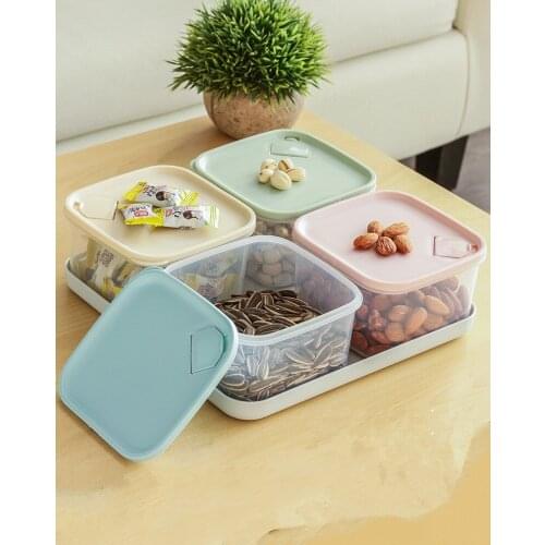 1PC Sealed Lattice Candy Box with Cover Household Modern European Living Room Tea Table Nuts Melon Seeds Snack Tray OK 0813
