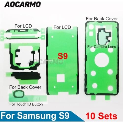 10Sets/Lot For Samsung Galaxy S9 SM-G9600 LCD Display Screen+Back Battery Cover+Camera Lens Waterproof Adhesive Sticker Tape