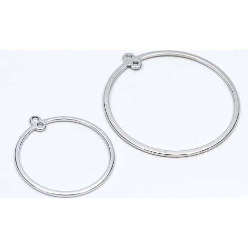 10pcs Silver tone Round Circle Pendants, Rhodium plated Brass Hoops, Geometric Ring Loop Charms DIY Jewelry Findings (GB-721)