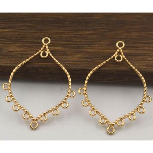 20pcs Brass Casted Filigree Drop Loops Connectors Charms Quality Gold Color for Women Bridal Tassel Dangle Earrings Making