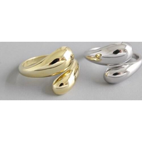 2020 INS Style 100% 925 Sterling Silver Adjustable Rings for Women Girls Simple Smooth Silver Engagement Ring Anniversary Gift