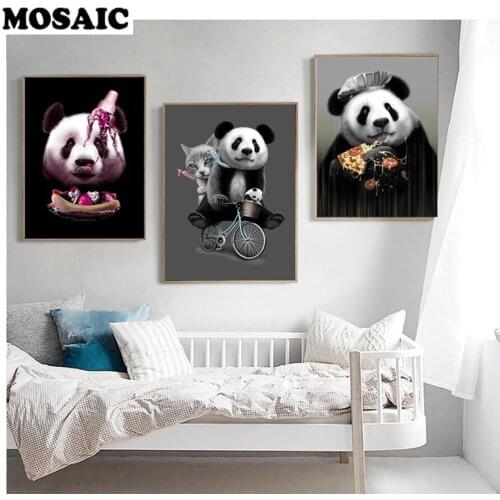 3pcs/set Full Resin Square black white Panda Abstrait diy Diamond Painting 5D Diamond embroidery Mosaic Cross Stitch decoration
