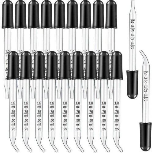 5/10pcs 1ML Clear Small Silicone Glass Graduated Dropper Perfume Essential Oil Lotion Essence Scale Pipette Tubes for Cosmetics