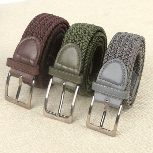 6 Colors Men Women Casual Knitted Pin Buckle Belt Woven Canvas Elastic Expandable Braided Stretch Belts Plain Webbing Strap