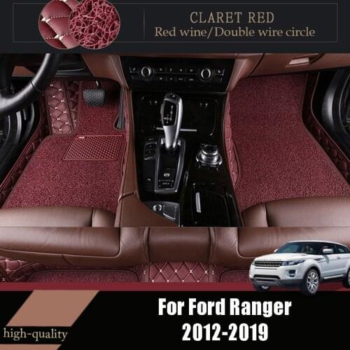 Car Floor Mats For Ford Ranger 2019 2018 2017 2016 2015 2014 2013 2012 Auto Double Layer Wire Loop Carpets Interior Accessories