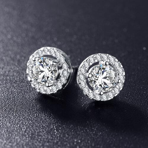 Beiver Hot Sale Romantic Jewelry Stud Earrings For Wedding Elegant Silver Color AAA Cubic Zirconia Stone Earrings Free Shipping