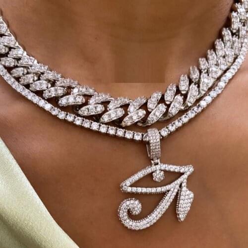 New fashion iced out hip hop fashion cz evil eye pendant men jewelry 18k gold chain cool necklace for women wedding party gift