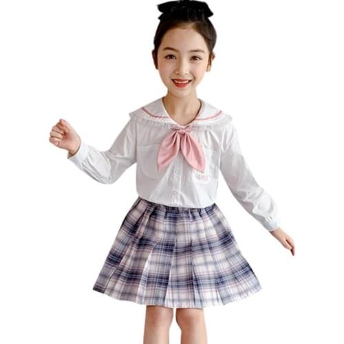 Kids Clothes Girls Blouse + Skirt Clothes For Girls Plaid Pattern Girls Clothes Spring Autumn Kids Tracksuit