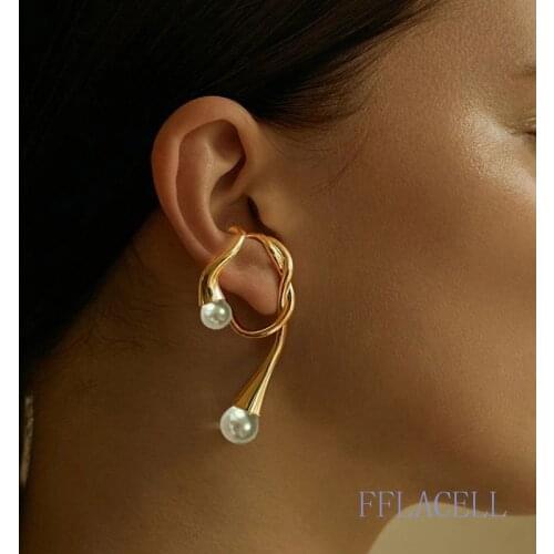 FFLACELL Simple Vintage Custom Crystal Twisted Metal Knotted Earrings Women Girls Party Gift