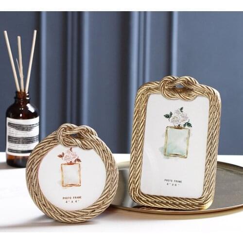 In Resin Hemp Rope Photo Frame European Retro Rectangular Wedding Photo Frame Home Decoration Picture Frame