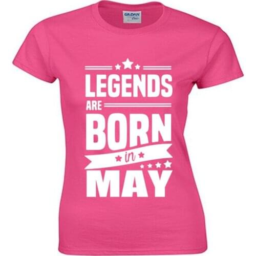 New Legends Are Born In May Funny Birthday Gift Printed T-Shirt Women Novelty Cotton Short Sleeve T Shirt Tops