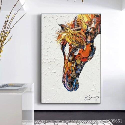 Cotton no frame abstract animal cartoon horse canvas printings oil painting printed on cotton wall art postore decor picture