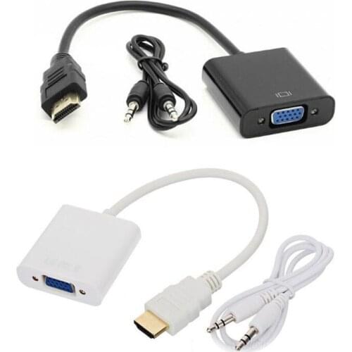1pcs HDMI to VGA Male to Female with 3.5mm Audio Output Adapter Converter Cable for PS3 Xbox360 PC Laptop HDTV 1080P Display