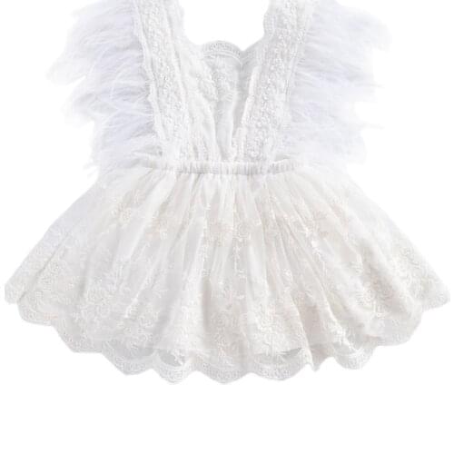 0-24M Newborn Toddler Baby Girl Summer Romper V-Neck Sleevless Lace Floral Printed Romper Patchwork Dress