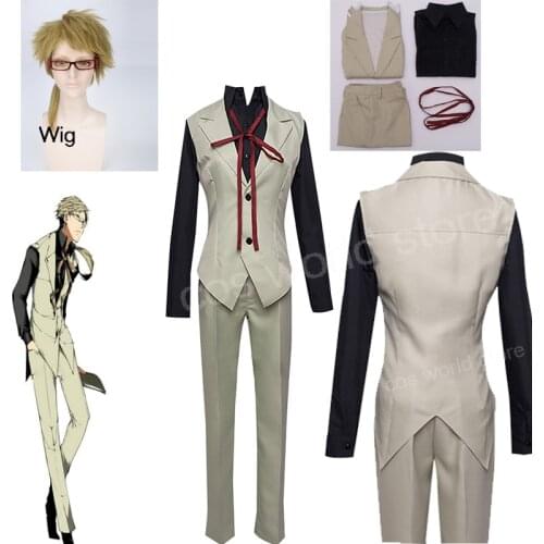 Anime Bungo Stray Dogs Kunikida Doppo Cosplay Costume Vest Tie Shirt Pants Wig Full Set Uniform Activity Party Cosplay Book