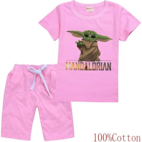 Hip Hop Harajuku Summer Wear Cartoon Cartoon T-shirt Tops +Shorts Pajamas Set Boy Girl Christmas Clothes Cartoon Baby Yodaa Vest