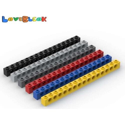 LoveBlock Technical Brick 1x16 with Hole Building Blocks Assembles MOC Parts DIY Toys Gift Creative 3703 For Kid 10pcs/LOT