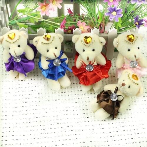 Lovely 20pcs/lot Kawaii 10CM Small Teddy Bears Stuffed Plush Toy Teddy-Bear Mini Bear Ted Bears Plush Toys Wedding Gift Keychain