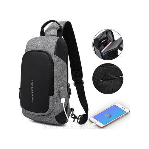 Xiaomi Mens Chest Bag Fashion Shoulder Messenger Bag USB Crossbody Bag Outdoor Sport Short Trip Pack