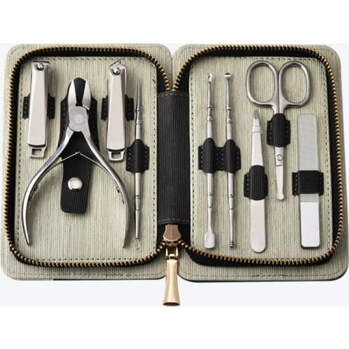 9pcs Manicure Nail Clipper Cutter Set Household Stainless Steel Ear Spoon Nail Clippers Manicure Tool Pedicure Nail Scissors