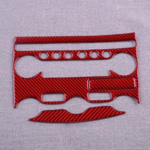 3Pcs/Set Car Red Carbon Fiber AC CD Panel Frame Cover Trim Sticker LHD Fit For Nissan 370Z 2009 2010 2011 2012 2013 2014-2020