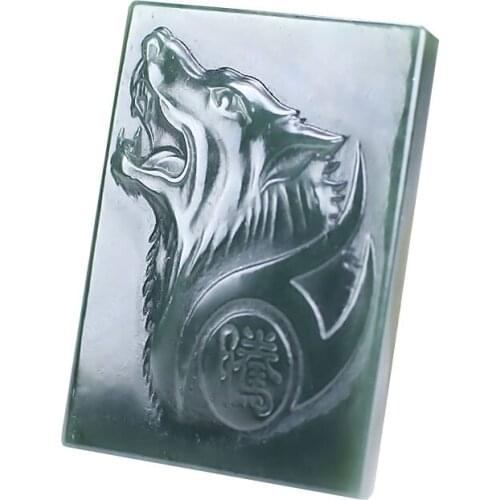 Natural hetian black green jade pendant handcarved wolf jade necklace women men pendants jade jewelry top brand jade jewelry