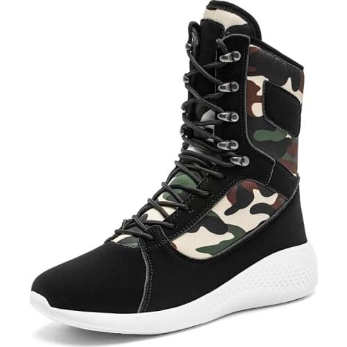 2021 New Fashion Mens Boots Autumn Winter Ankle Boots Camouflage Casual Shoes Non-slip High Top Sneaker Male Footwear Army Boot