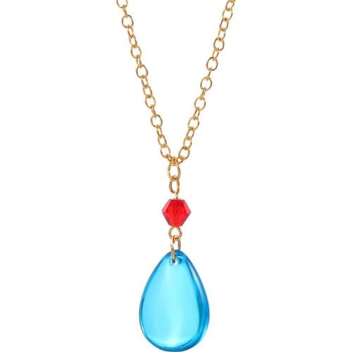 Anime Howls Moving Castle Necklace Magicians Howl Blue Water Drop Costumes Pendant Necklaces Women Men Cosplay Jewelry Wholesal