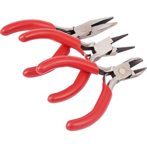 Pandahall 3Pcs/Set Carbon Steel Jewelry Pliers Mini Flat Nose Pliers for Kids DIY Jewelry Findings Making Beading Tools Supplies