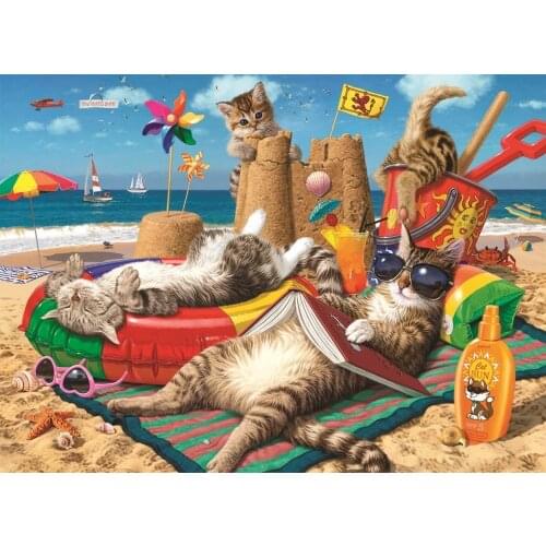 At Jigsaw Puzzle 260 Pcs Cats On The Beach Family Games Education Toys Adult Sublimation Blanks Montessori Baby Kids Minifigures