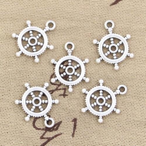 15pcs Charms Ships Wheel Helm Rudder 20x15mm Antique Making Pendant fit,Vintage Tibetan Bronze Silver color,DIY Handmade Jewelry