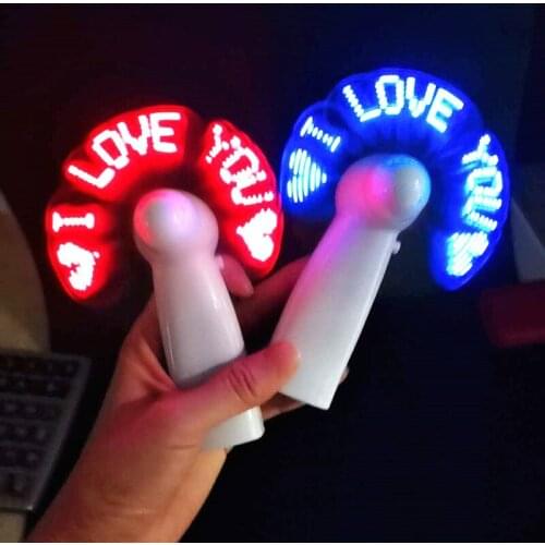 Halloween Christmas Decoration LED 3D Creative Hand-held Flashing Word Electronic Projection Fan Rotating Lighting Child Gifts