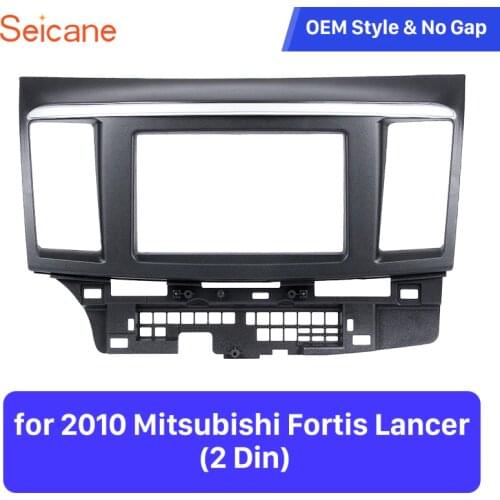 Seicane 2Din Black with stripe refitting Car DVD Radio Panel Fascia for Mitsubishi Fortis Lancer Stereo Dash installation Frame