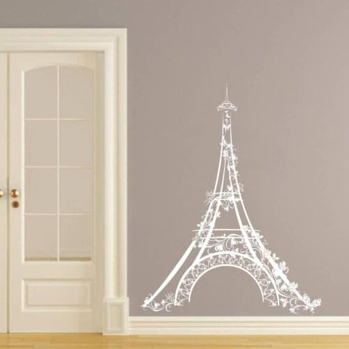 Removable Wall Decal Romantic Paris Tourist Fancy Attractions Eiffel Tower Wallpaper Murals Vinyl Stickers Home Decor S-141