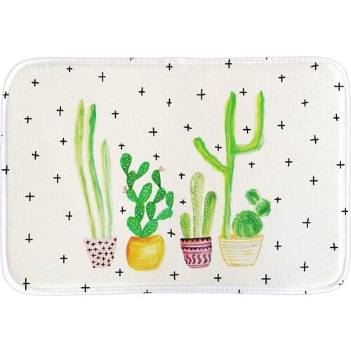 Cute Art Painting Cactus Plants Doormat Indoor Outdoor Floor Mat For Living Room Bedroom Home Decor Short Plush Door Mats