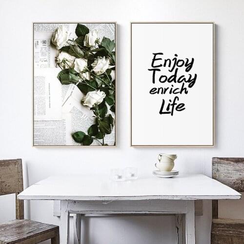 Creative Plant Letter Art Painting Printing Mural Prints Poster Decorative Painting beautiful white flower painting pictures