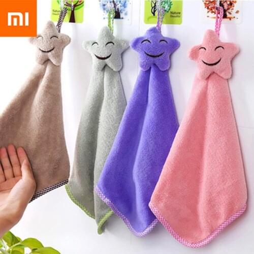 Xiaomi 1Pcs soft Korean hand towel smile face handkerchief household wall-mounted kitchen supplies easy to wipe towel