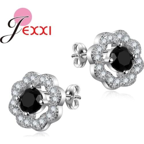 Stars Recommend 925 Sterling Silver Jewelry Pave Stone Color Cubic Zironia Stud Earring Stock New Arrival