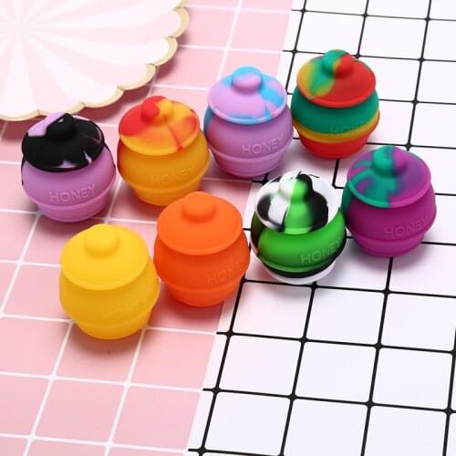 1PCS Colorful 35ML Silicone Honey Pots Concentrate Oil Wax Dab Containers Jars Nonstick Random