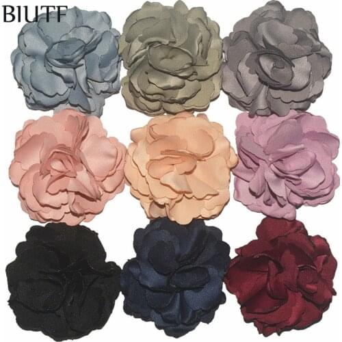 16pcs/lot 3'' Vintage Matte Satin Wavy Fabric Flower with Barrette Hair Clips Women Headwear Accessories TH249
