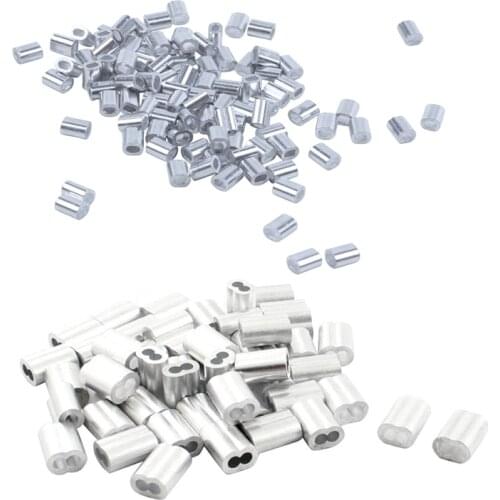 200Pcs Steel Wire Rope Aluminum Ferrules Sleeves Silver - 100Pcs 1Mm Diameter & 100Pcs 3Mm Diameter