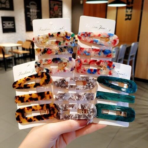 3PCS/Set Fashion Acetate Geometric Hair Clips For Women Girls Sweet Hairpins Barrettes Hair Accessories Set