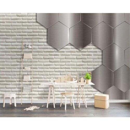 3DBEIBEHANG Custom wallpaper mural photo modern minimalist three-dimensional brick wall metal decorative painting wall wallpaper