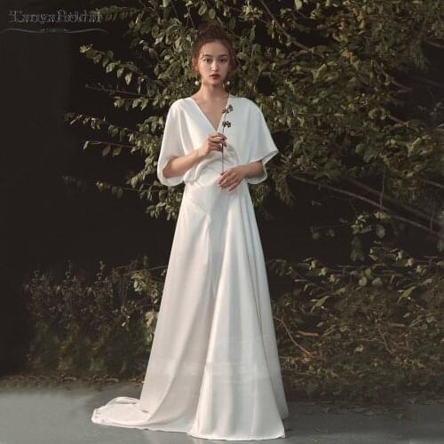 V-Neck Bohemian Wedding Dresses Loose Style A Line Beach Bridal Gowns Sexy Backless Vestido de Noivas DW319